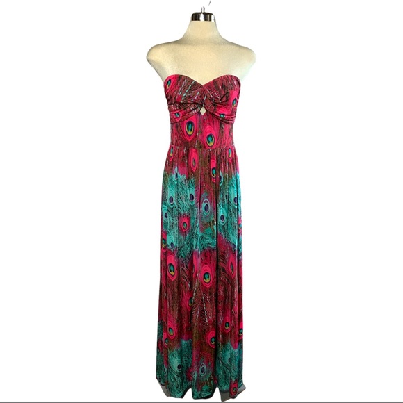 Sophia Multicoloured Strapless Maxi Dress Size M - Picture 3 of 9